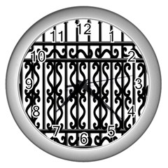 Inspirative Iron Gate Fence Grey Black Wall Clocks (silver)  by Alisyart