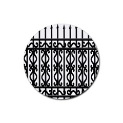 Inspirative Iron Gate Fence Grey Black Rubber Coaster (round) 