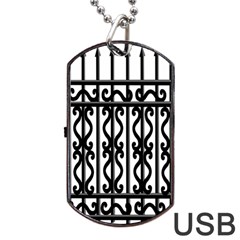 Inspirative Iron Gate Fence Grey Black Dog Tag Usb Flash (one Side) by Alisyart