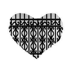 Inspirative Iron Gate Fence Grey Black Standard 16  Premium Flano Heart Shape Cushions