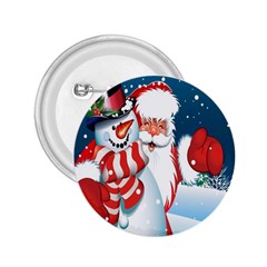 Hello Merry Christmas Santa Claus Snow Blue Sky 2 25  Buttons