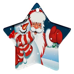 Hello Merry Christmas Santa Claus Snow Blue Sky Ornament (Star)