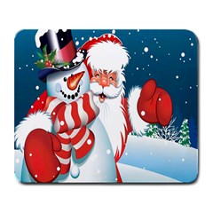 Hello Merry Christmas Santa Claus Snow Blue Sky Large Mousepads