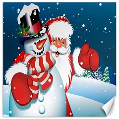 Hello Merry Christmas Santa Claus Snow Blue Sky Canvas 12  x 12  