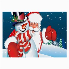 Hello Merry Christmas Santa Claus Snow Blue Sky Large Glasses Cloth