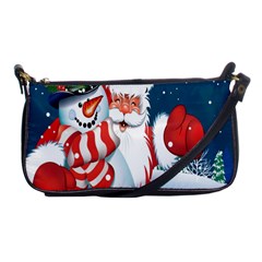 Hello Merry Christmas Santa Claus Snow Blue Sky Shoulder Clutch Bags