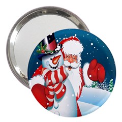 Hello Merry Christmas Santa Claus Snow Blue Sky 3  Handbag Mirrors