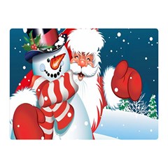 Hello Merry Christmas Santa Claus Snow Blue Sky Double Sided Flano Blanket (Mini) 