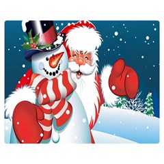 Hello Merry Christmas Santa Claus Snow Blue Sky Double Sided Flano Blanket (Medium) 