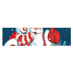 Hello Merry Christmas Santa Claus Snow Blue Sky Satin Scarf (oblong)