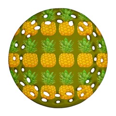 Fruite Pineapple Yellow Green Orange Ornament (round Filigree)