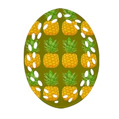 Fruite Pineapple Yellow Green Orange Oval Filigree Ornament (two Sides)