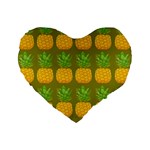 Fruite Pineapple Yellow Green Orange Standard 16  Premium Flano Heart Shape Cushions Front