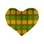 Fruite Pineapple Yellow Green Orange Standard 16  Premium Flano Heart Shape Cushions Back