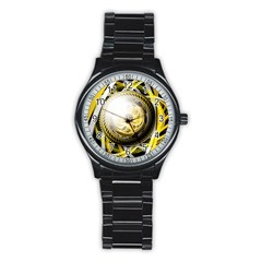 Incredible Eye Of A Yellow Construction Robot Stainless Steel Round Watch by jayaprime