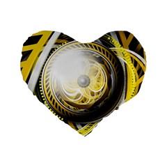 Incredible Eye Of A Yellow Construction Robot Standard 16  Premium Flano Heart Shape Cushions by jayaprime