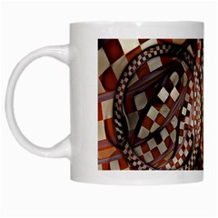 Midnight Never Ends, A Red Checkered Diner Fractal White Mugs by jayaprime