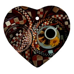 Midnight Never Ends, A Red Checkered Diner Fractal Heart Ornament (two Sides) by jayaprime