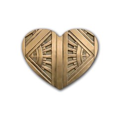 Art Deco Gold Door Rubber Coaster (heart)  by NouveauDesign