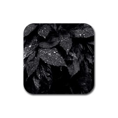 Black and White Leaves Photo Rubber Square Coaster (4 pack) 