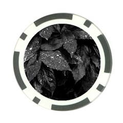 Black and White Leaves Photo Poker Chip Card Guard