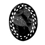 Black and White Leaves Photo Oval Filigree Ornament (Two Sides) Back