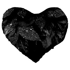 Black and White Leaves Photo Large 19  Premium Heart Shape Cushions