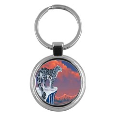 Lion Tigel Chetah Animals Snow Moon Blue Sky Key Chains (round)  by Alisyart