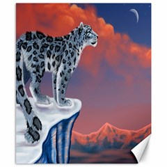 Lion Tigel Chetah Animals Snow Moon Blue Sky Canvas 8  X 10 