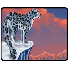 Lion Tigel Chetah Animals Snow Moon Blue Sky Fleece Blanket (medium) 