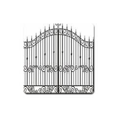 Inspirative Iron Gate Fence Square Magnet