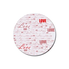Love Heart Valentine Pink Red Romantic Rubber Round Coaster (4 Pack) 