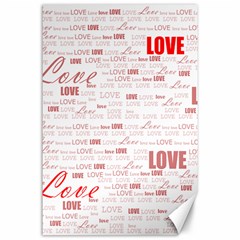 Love Heart Valentine Pink Red Romantic Canvas 24  X 36 