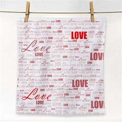 Love Heart Valentine Pink Red Romantic Face Towel