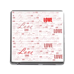 Love Heart Valentine Pink Red Romantic Memory Card Reader (square)