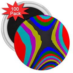 Pattern Rainbow Colorfull Wave Chevron Waves 3  Magnets (100 Pack)