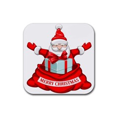 Merry Christmas Santa Claus Rubber Coaster (square) 