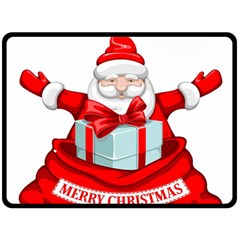 Merry Christmas Santa Claus Fleece Blanket (large) 