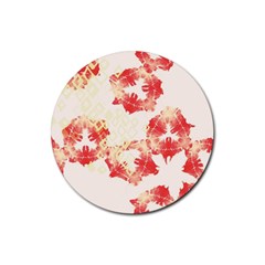 Pattern Flower Red Plaid Green Rubber Coaster (round) 