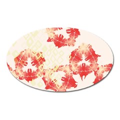 Pattern Flower Red Plaid Green Oval Magnet by Alisyart