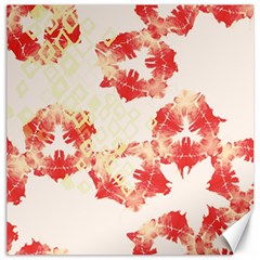 Pattern Flower Red Plaid Green Canvas 16  X 16  