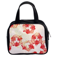 Pattern Flower Red Plaid Green Classic Handbags (2 Sides)