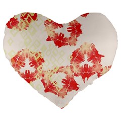 Pattern Flower Red Plaid Green Large 19  Premium Flano Heart Shape Cushions by Alisyart