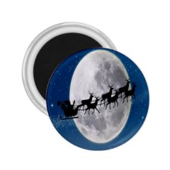 Santa Claus Christmas Fly Moon Night Blue Sky 2 25  Magnets