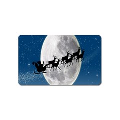 Santa Claus Christmas Fly Moon Night Blue Sky Magnet (name Card) by Alisyart