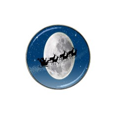 Santa Claus Christmas Fly Moon Night Blue Sky Hat Clip Ball Marker by Alisyart