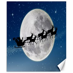 Santa Claus Christmas Fly Moon Night Blue Sky Canvas 20  X 24  