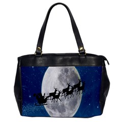 Santa Claus Christmas Fly Moon Night Blue Sky Office Handbags