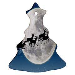 Santa Claus Christmas Fly Moon Night Blue Sky Christmas Tree Ornament (two Sides)