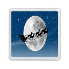 Santa Claus Christmas Fly Moon Night Blue Sky Memory Card Reader (square) 